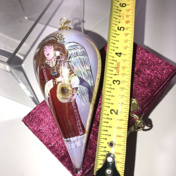 Li Bien WINGED ANGEL Reverse Hand Painted Glass Ornament 2003 pier one 1pc - Picture 7 of 7